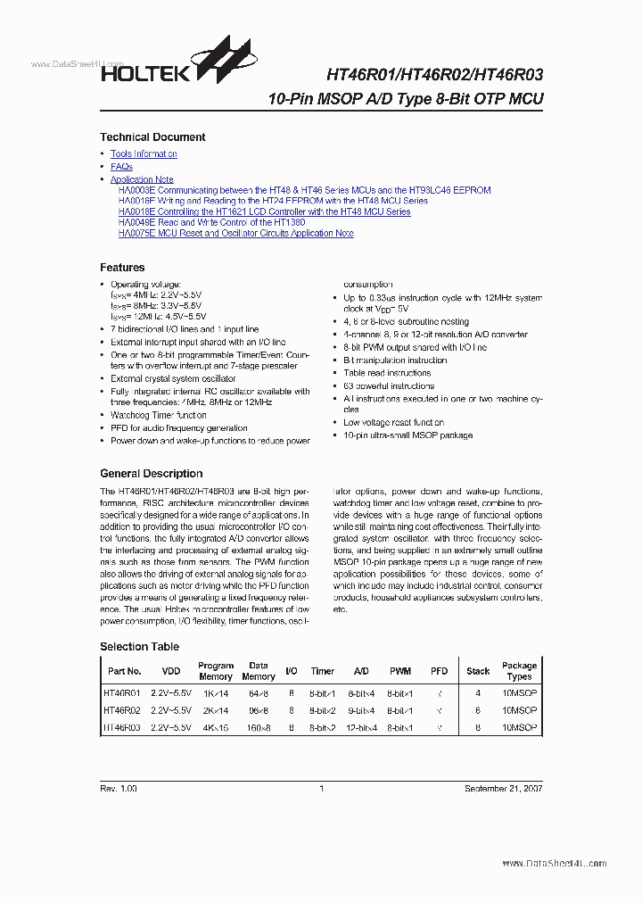 HT46R01_40875.PDF Datasheet