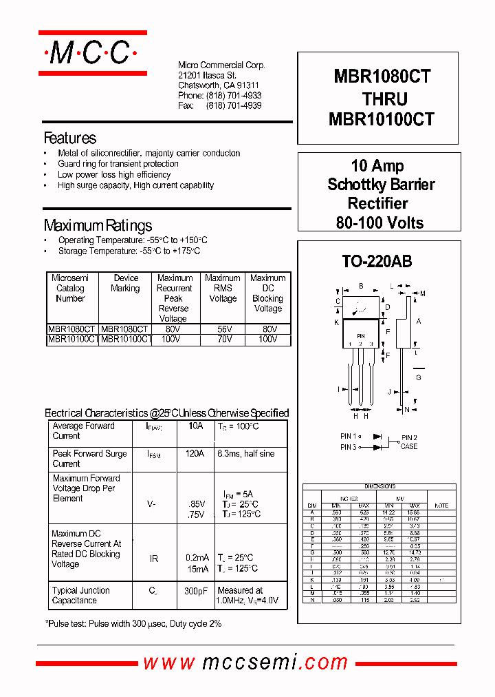 MBR10100CT_41363.PDF Datasheet