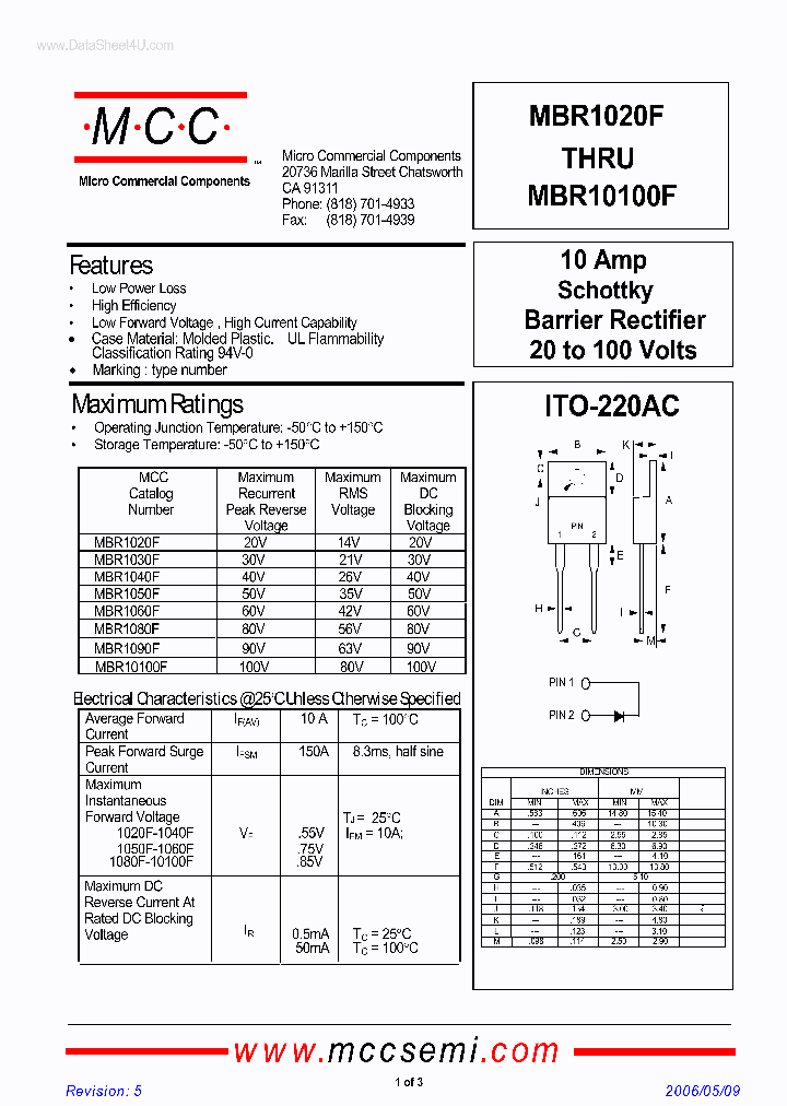 MBR10100F_41366.PDF Datasheet