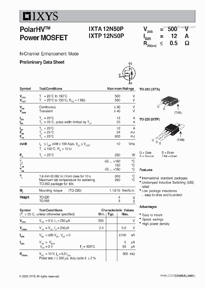 IXTA12N50P_71681.PDF Datasheet