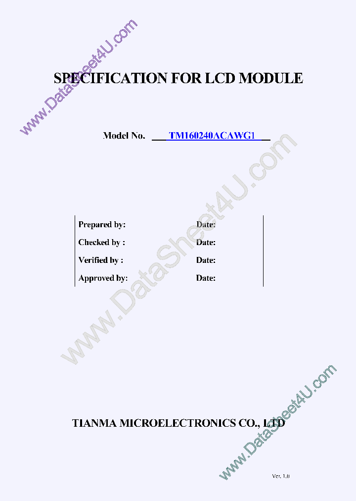 TM160240ACAWG1SPECS_82895.PDF Datasheet