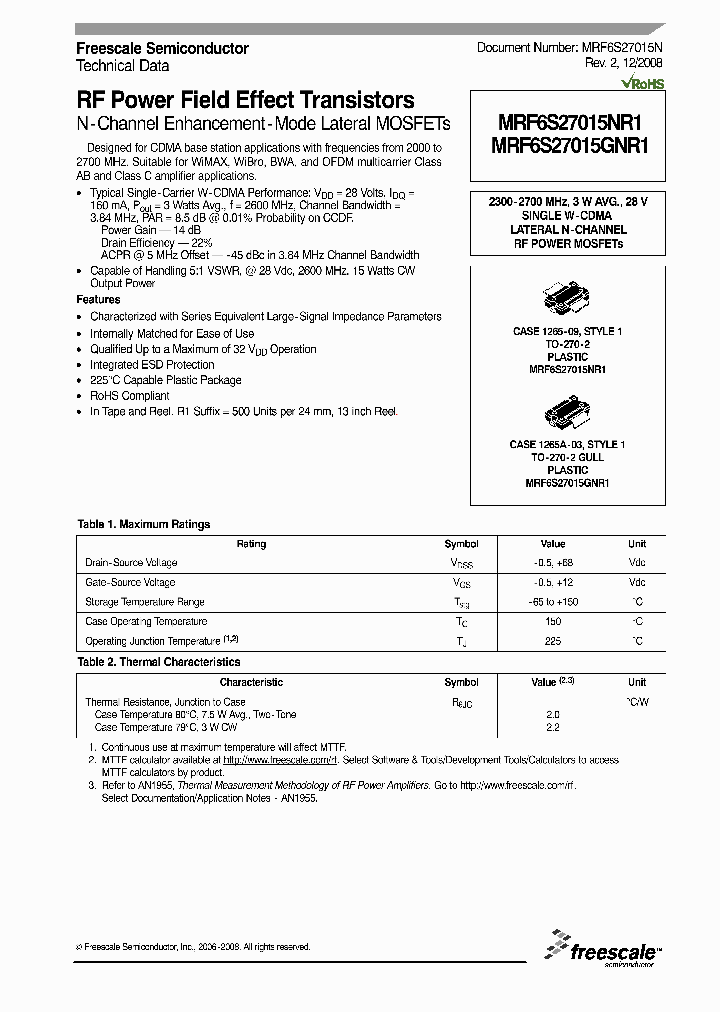 MRF6S27015NR108_126821.PDF Datasheet