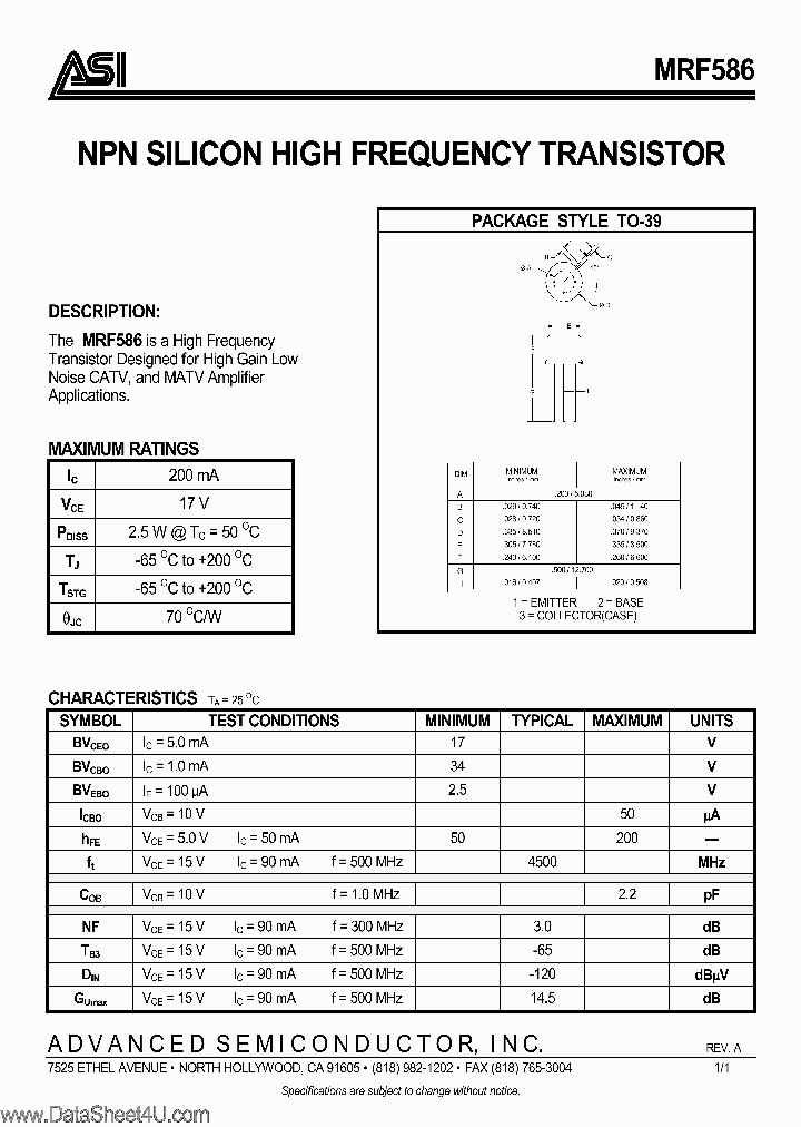 MRF586_133307.PDF Datasheet