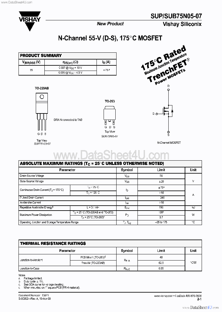 SUB75N05-07_136029.PDF Datasheet