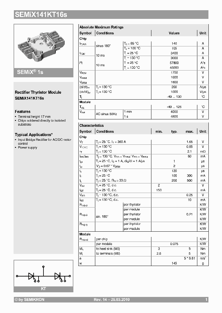 SEMIX141KT16S10_164285.PDF Datasheet