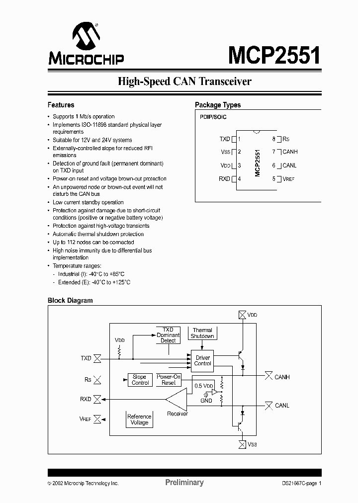 MCP2551EP_200201.PDF Datasheet