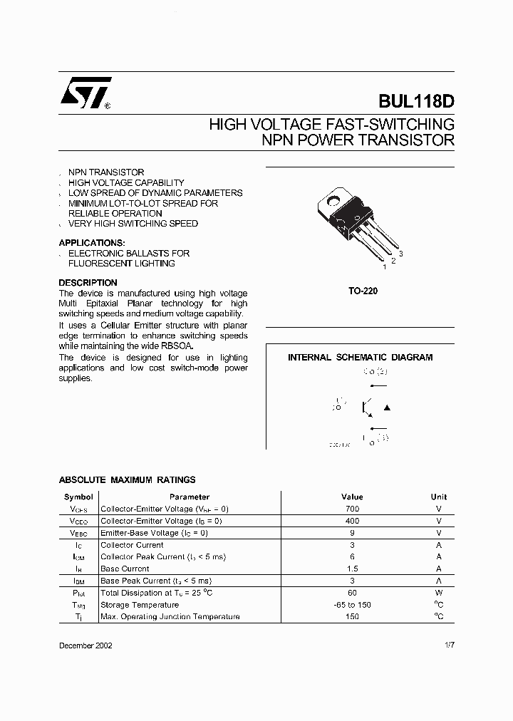 BUL118D_161980.PDF Datasheet