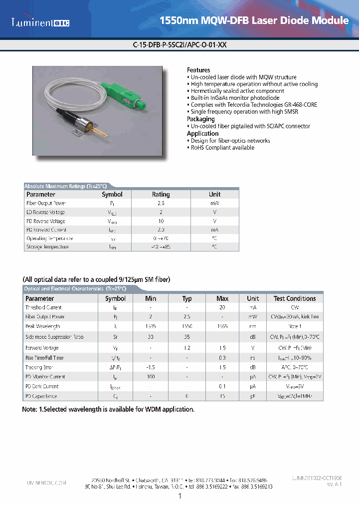 C-15-DFB-P-SSC2I-APC-O-01_207424.PDF Datasheet