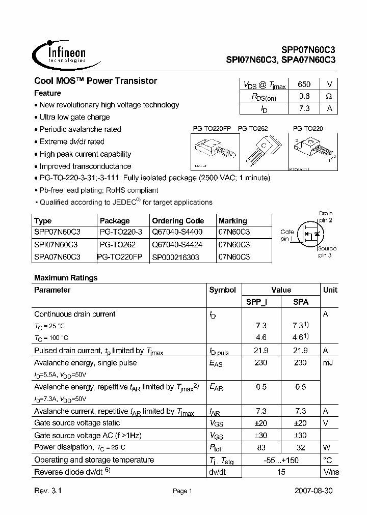 SPA07N60C3_406974.PDF Datasheet