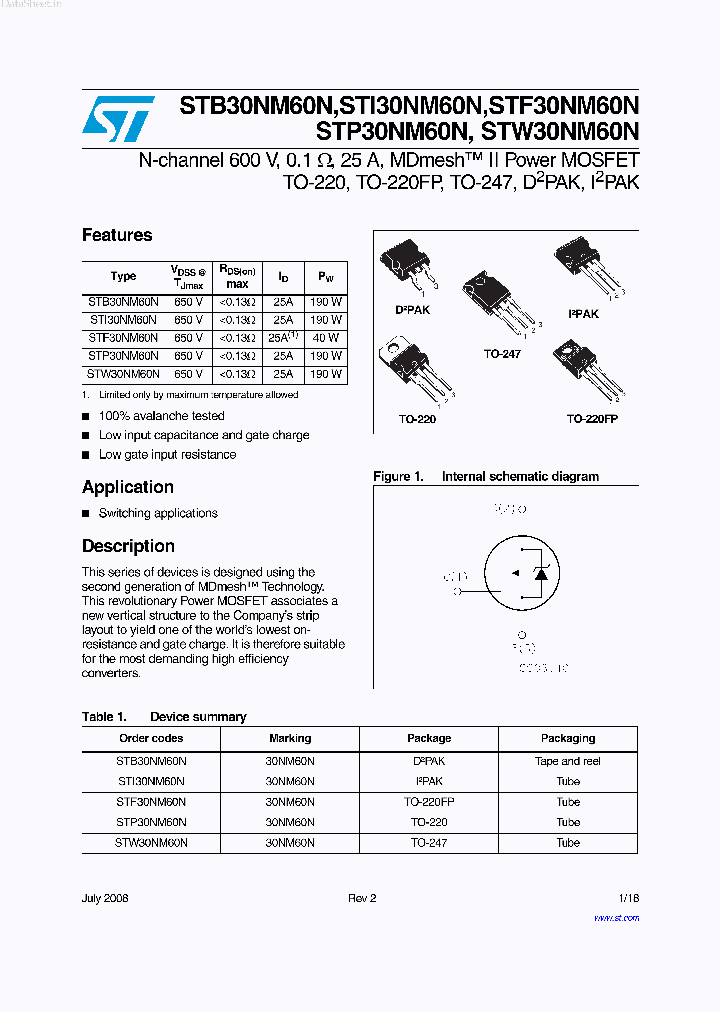 STI30NM60N_217889.PDF Datasheet