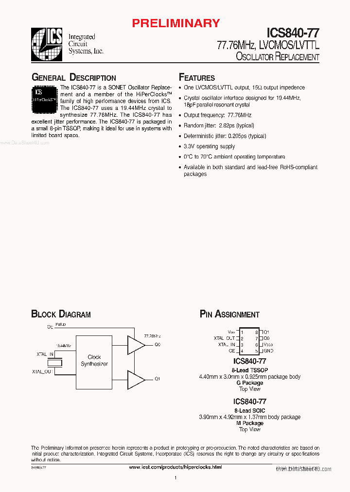 ICS840-77_251261.PDF Datasheet