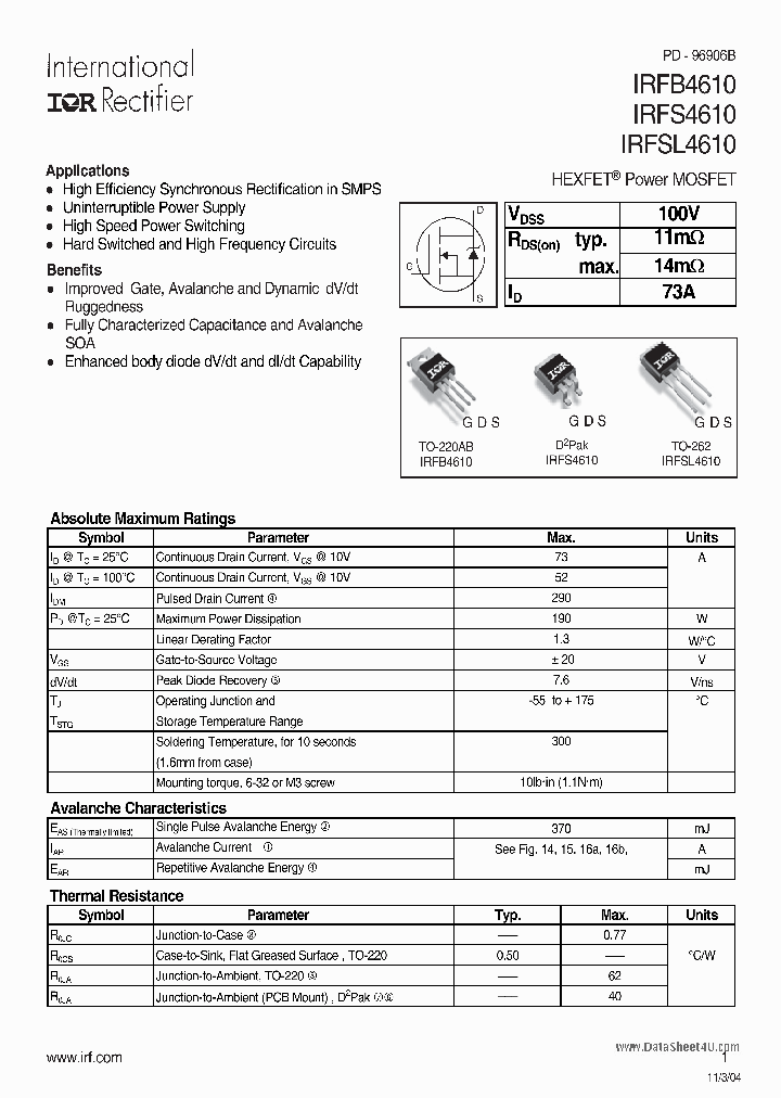 IRFS4610_251546.PDF Datasheet