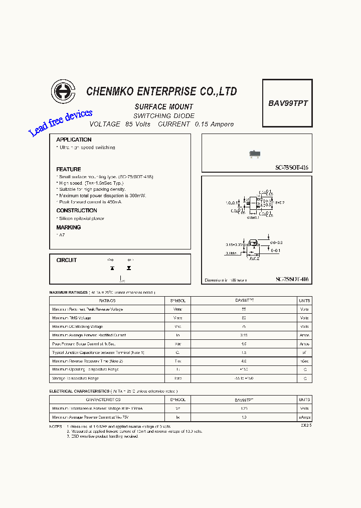 BAV99TPT_618803.PDF Datasheet