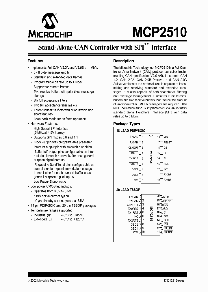MCP2510T-ESO_385353.PDF Datasheet