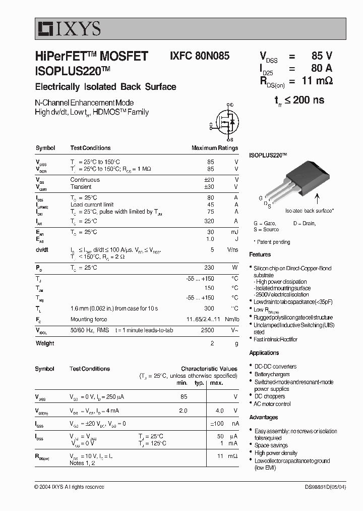 IXFC80N085_779354.PDF Datasheet