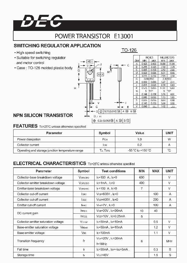 E13001TO-126_450560.PDF Datasheet