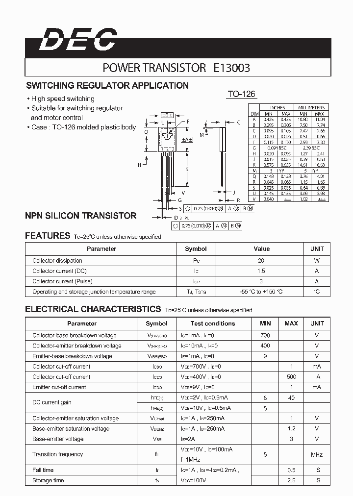 E13003TO-126_450562.PDF Datasheet