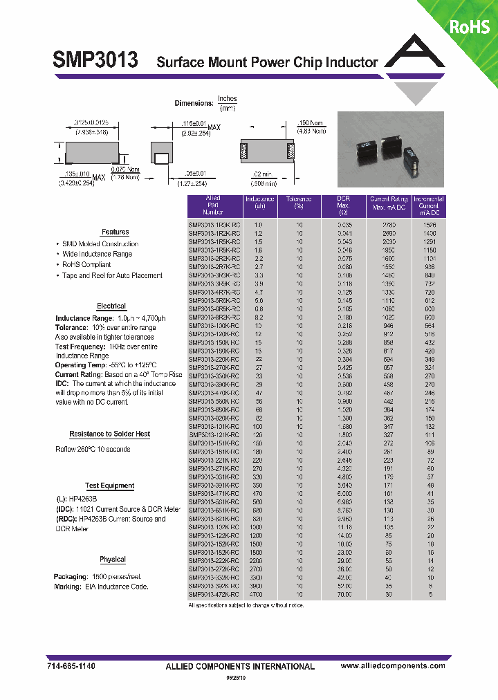 SMP3013-271K-RC_800039.PDF Datasheet