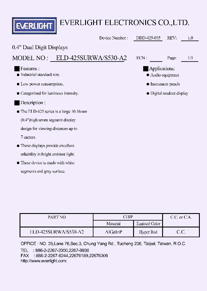 ELD-425SURWA_475320.PDF Datasheet