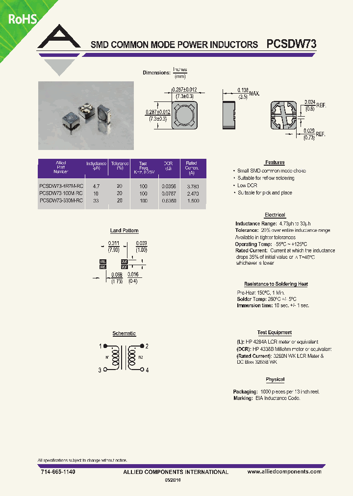 PCSDW73-100M-RC_809096.PDF Datasheet