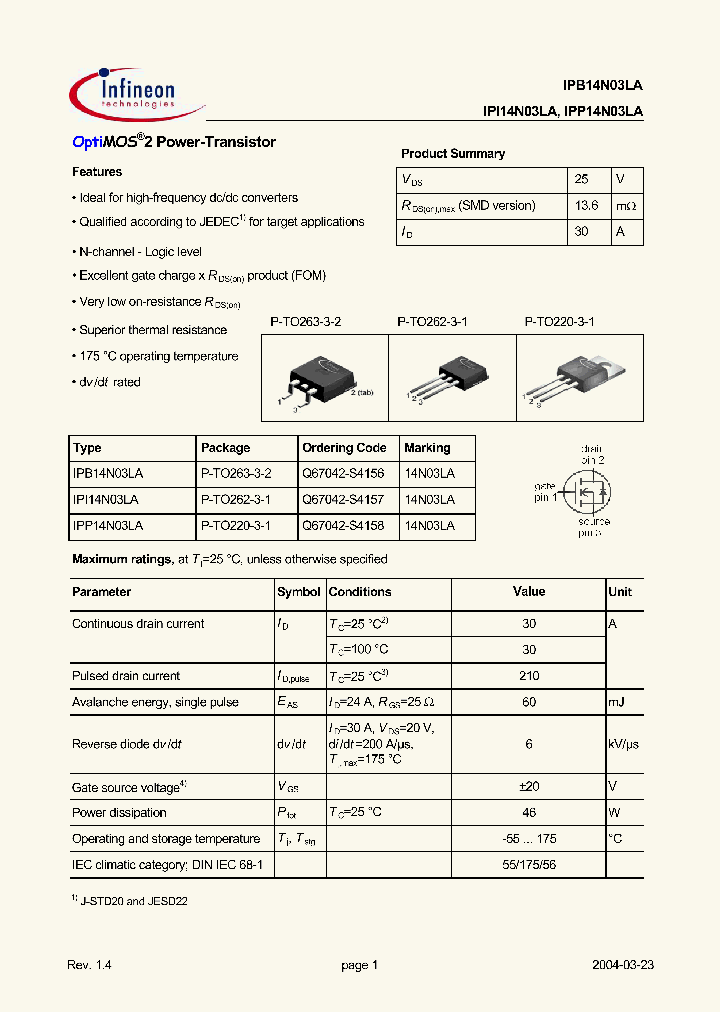 IPP14N03LA_530825.PDF Datasheet