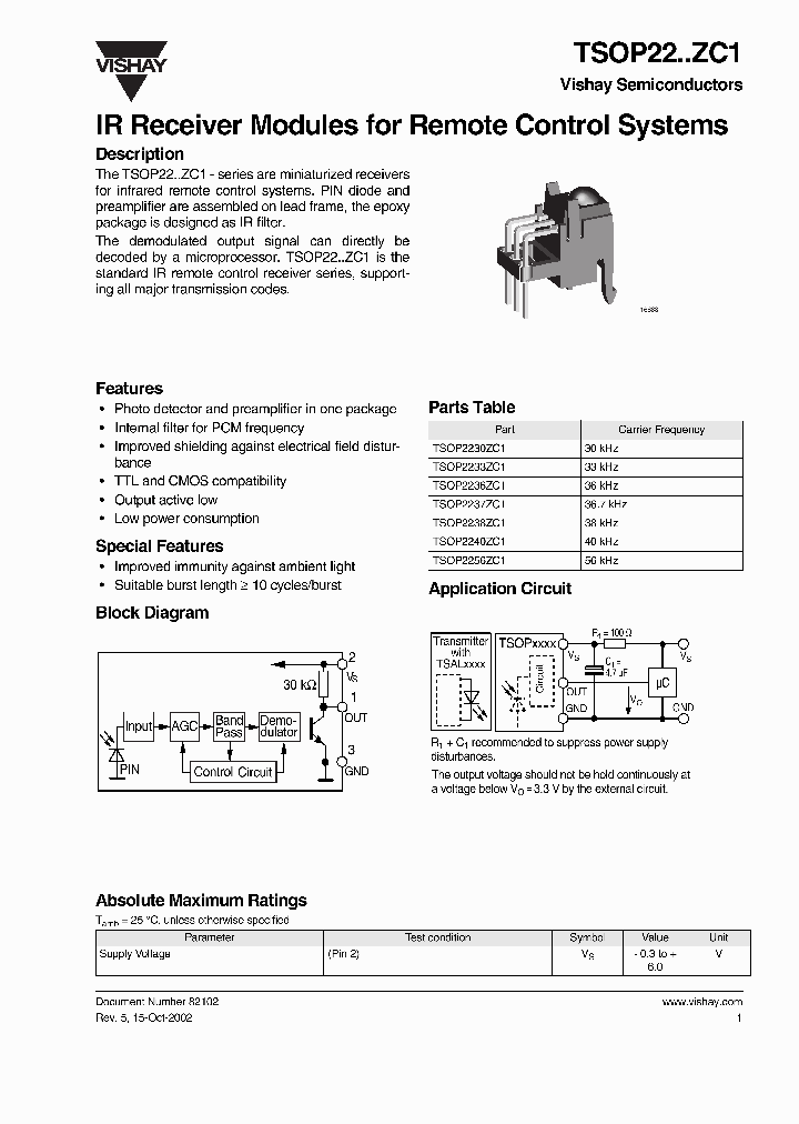 TSOP22ZC1_626085.PDF Datasheet