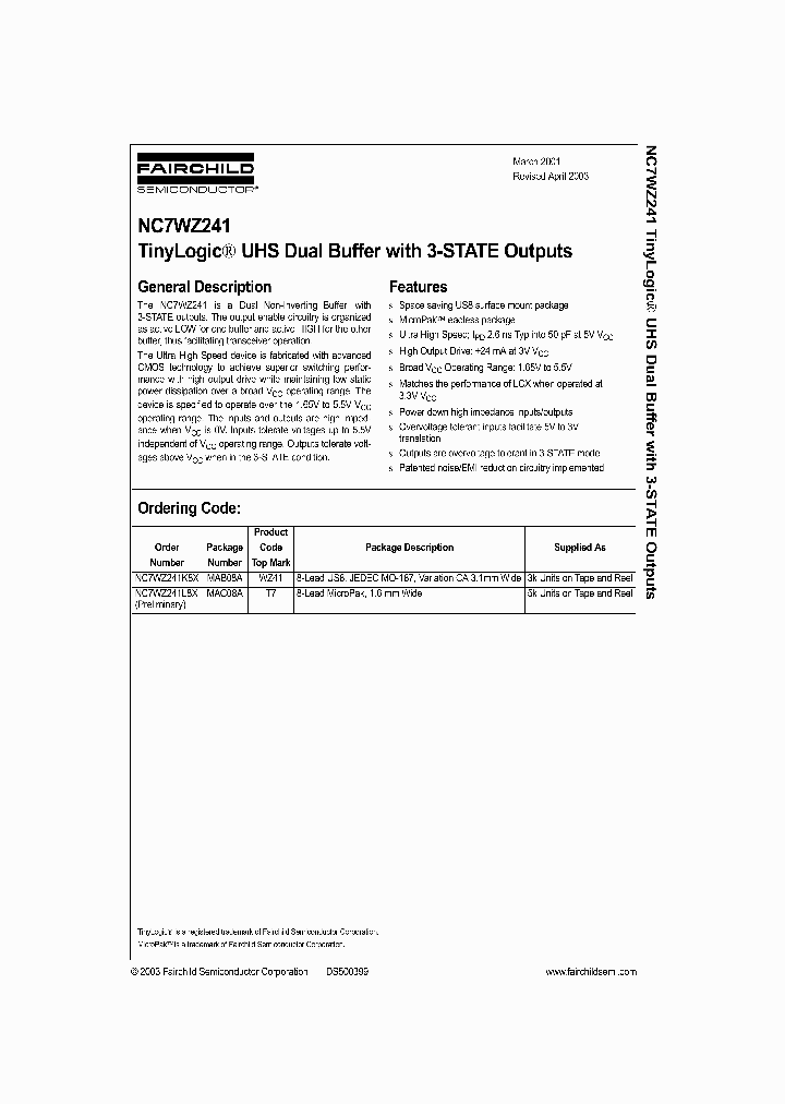 NC7WZ241L8XPRELIMINARY_638235.PDF Datasheet