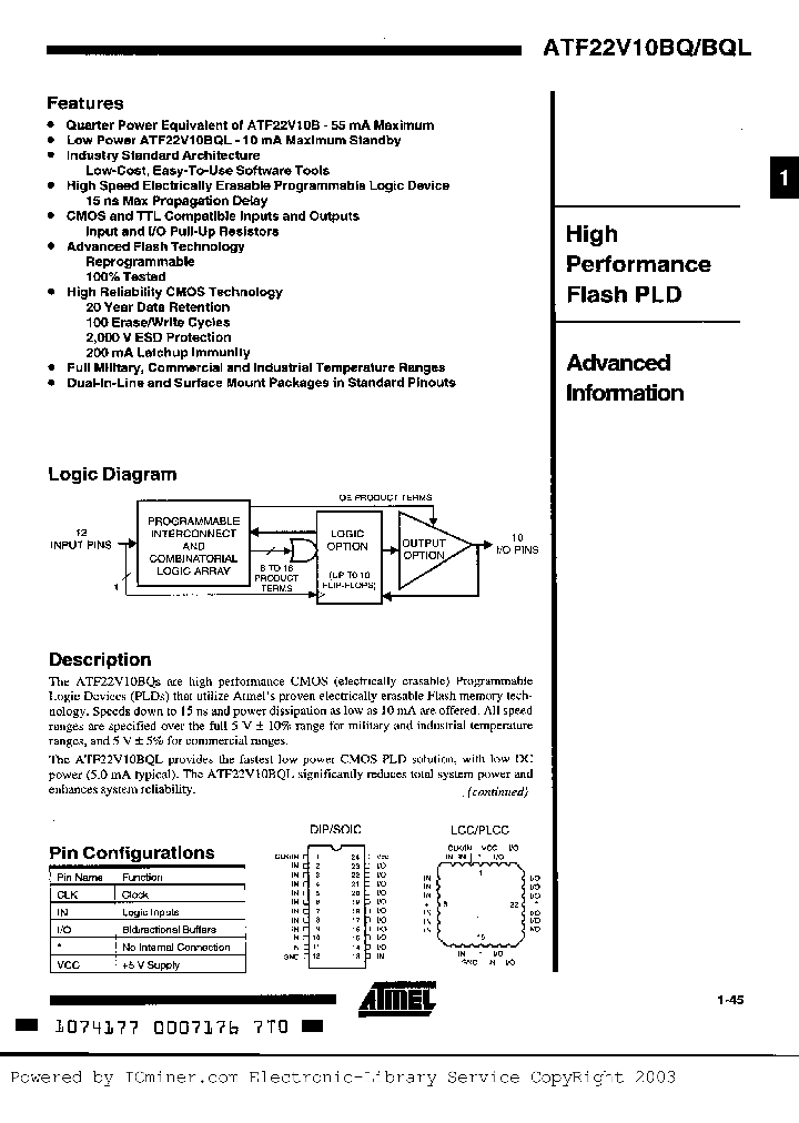 ATF22V10BQL15NM_560431.PDF Datasheet