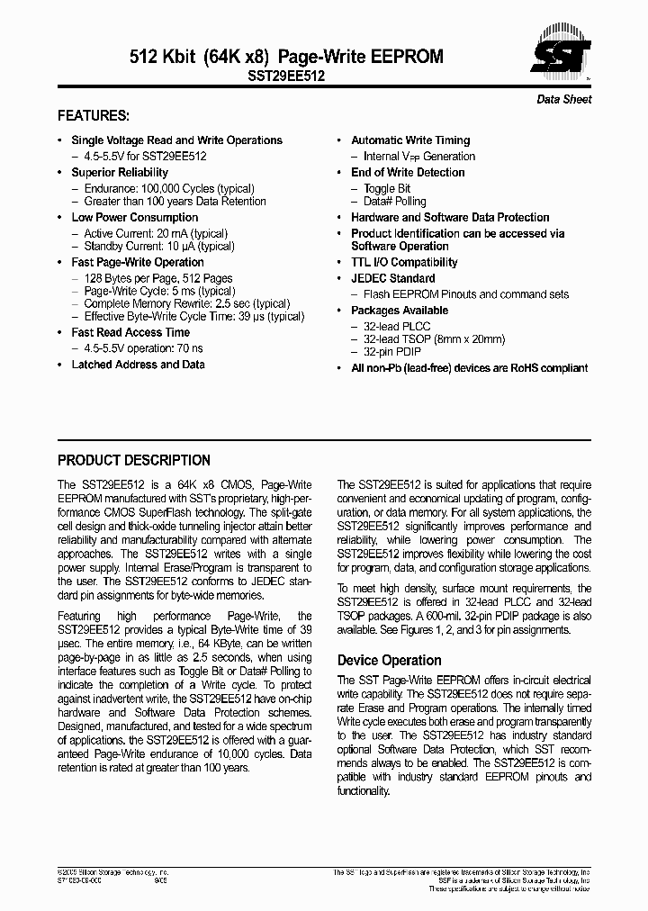 SST29EE512-70-4I-EHE_632453.PDF Datasheet