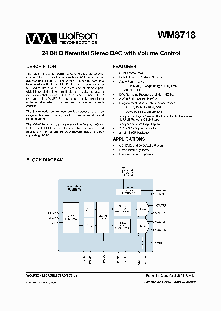 WM8718SEDSR_986161.PDF Datasheet