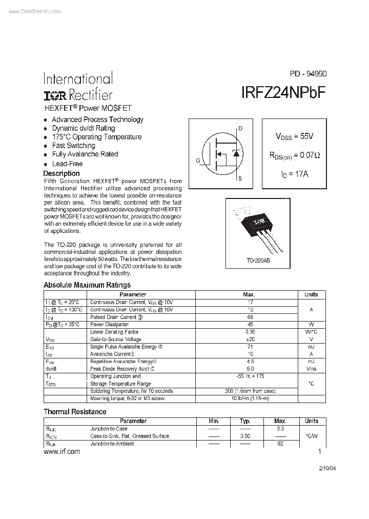 IRFZ24NPBF_760745.PDF Datasheet