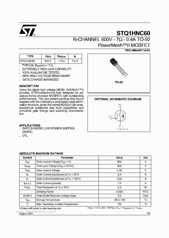 STQ1HNC60_873504.PDF Datasheet