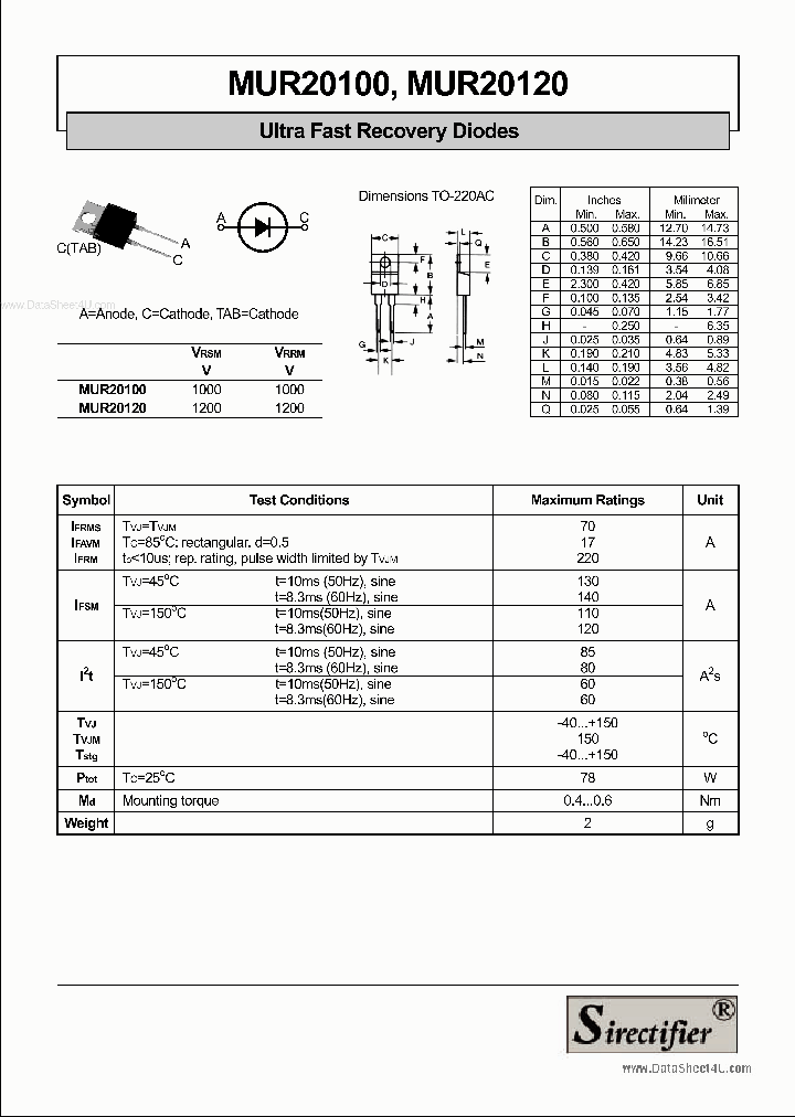 MUR20100_930279.PDF Datasheet