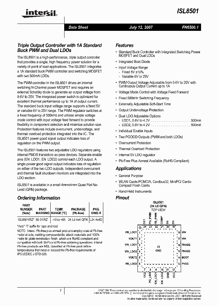 ISL8501_1282326.PDF Datasheet