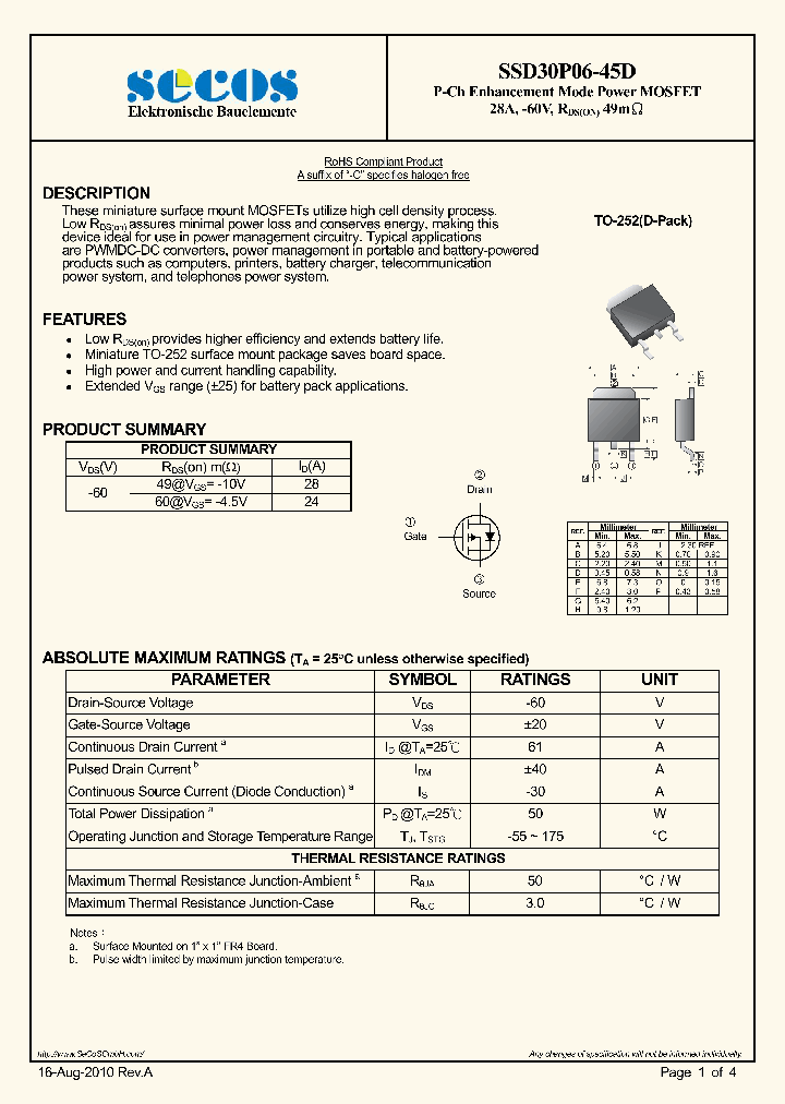 SSD30P06-45D_1292359.PDF Datasheet