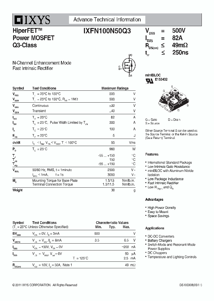 IXFN100N50Q3_1297270.PDF Datasheet