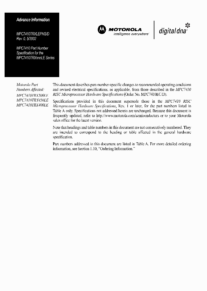 MPC7410TRXLEPNS_1330637.PDF Datasheet