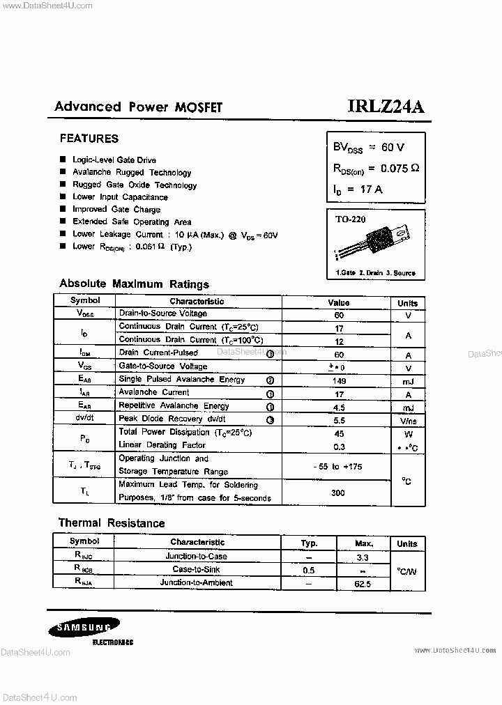 IRLZ24A_1070926.PDF Datasheet