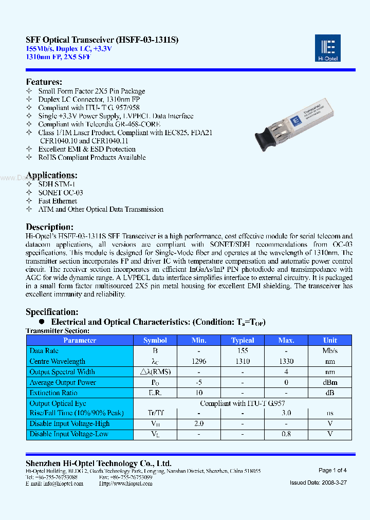 HSFF-03-1311S_1218573.PDF Datasheet