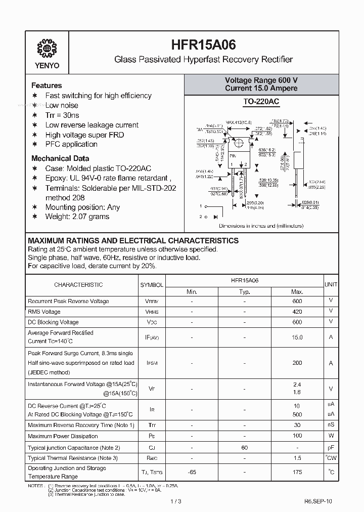 HFR15A06_1216795.PDF Datasheet