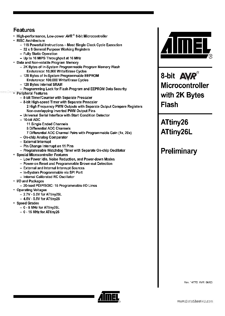 ATINY26L_1223350.PDF Datasheet