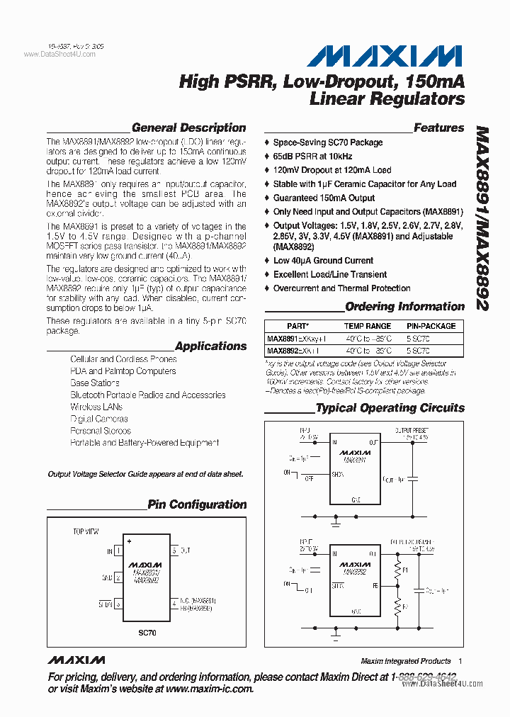 MAX8891_1263226.PDF Datasheet