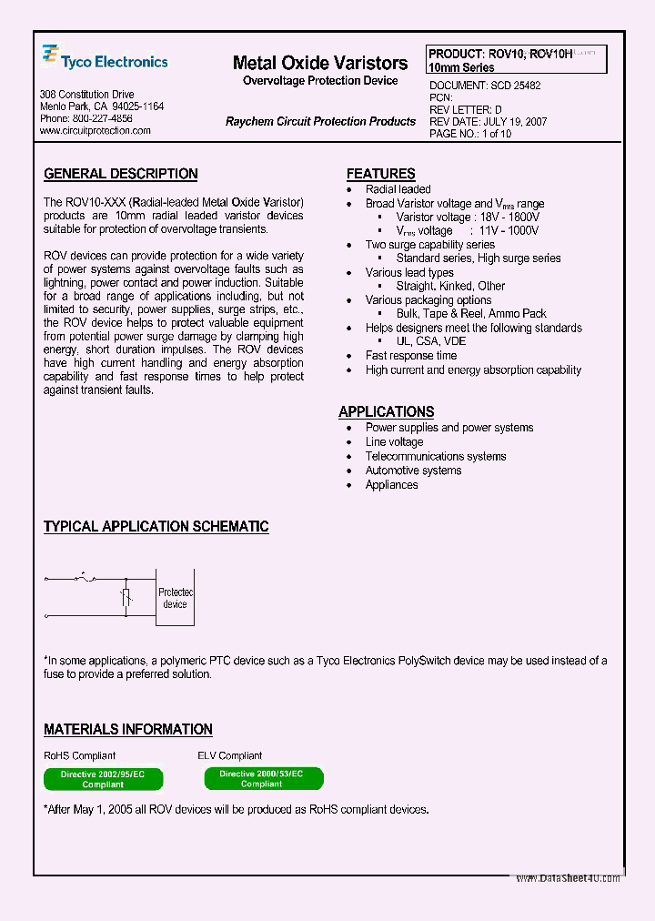 ROV10_1304142.PDF Datasheet