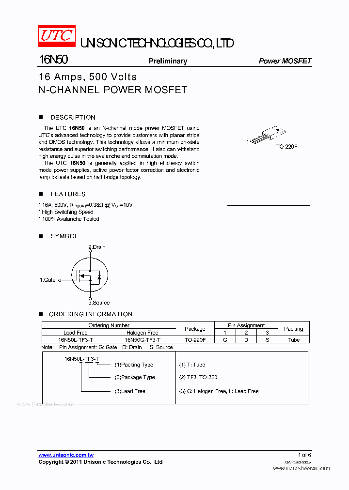 16N50_1358043.PDF Datasheet