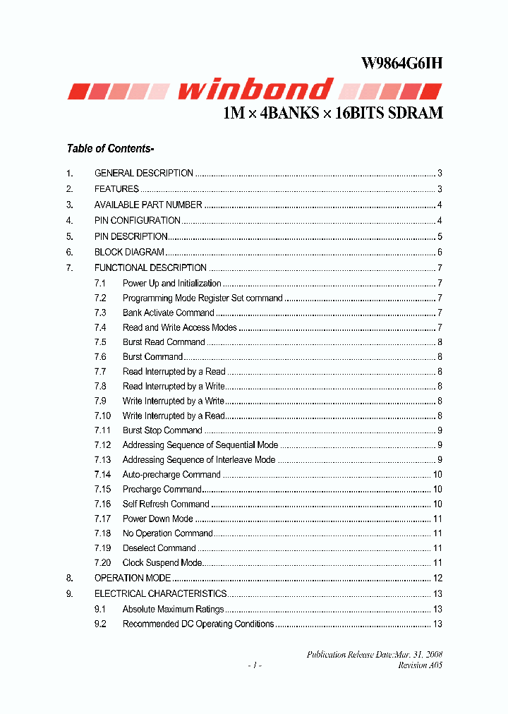 W9864G6IH_1520176.PDF Datasheet