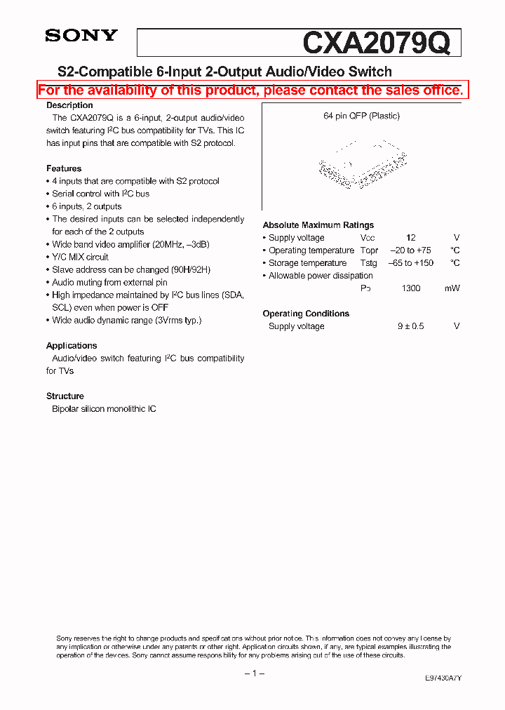 CXA2079Q_1538015.PDF Datasheet