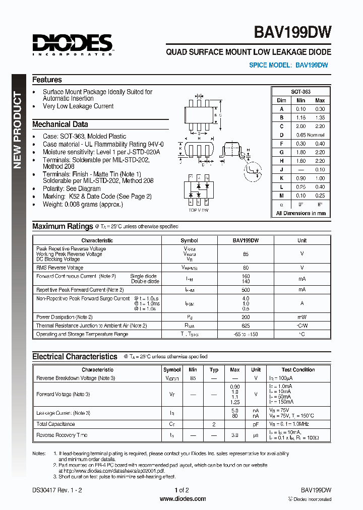 BAV199DW_1564167.PDF Datasheet