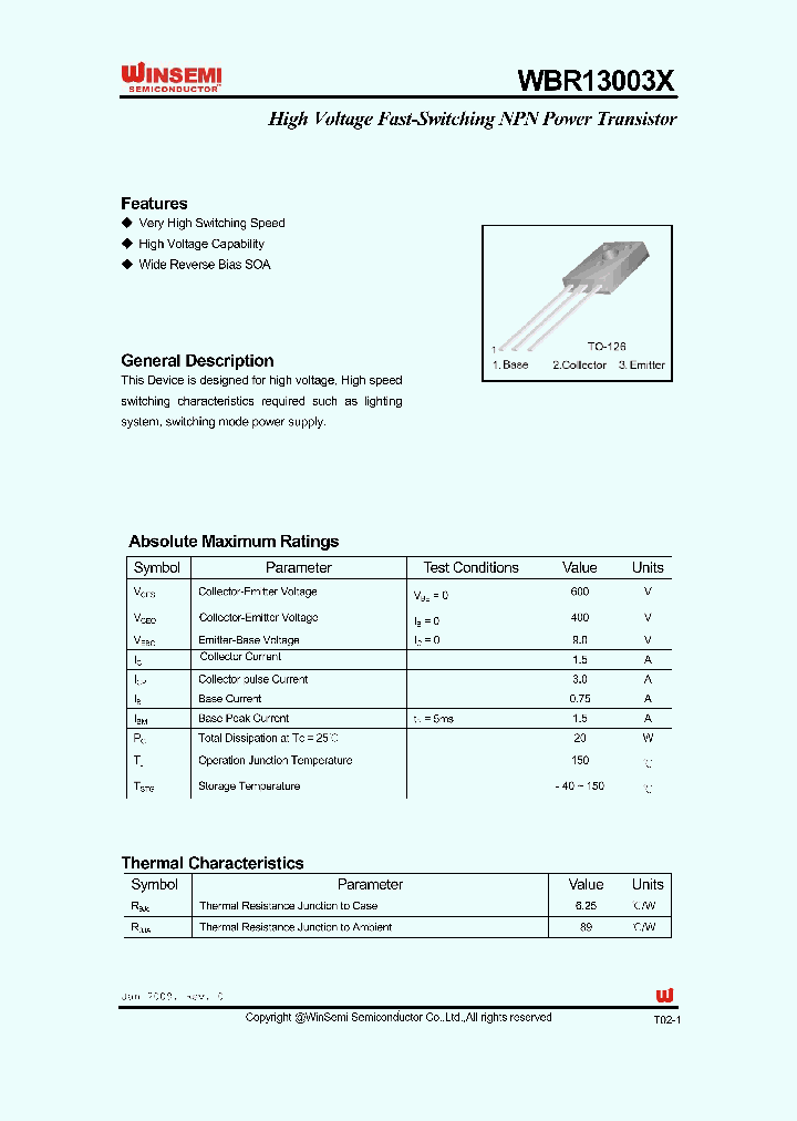 WBR13003X_1588372.PDF Datasheet