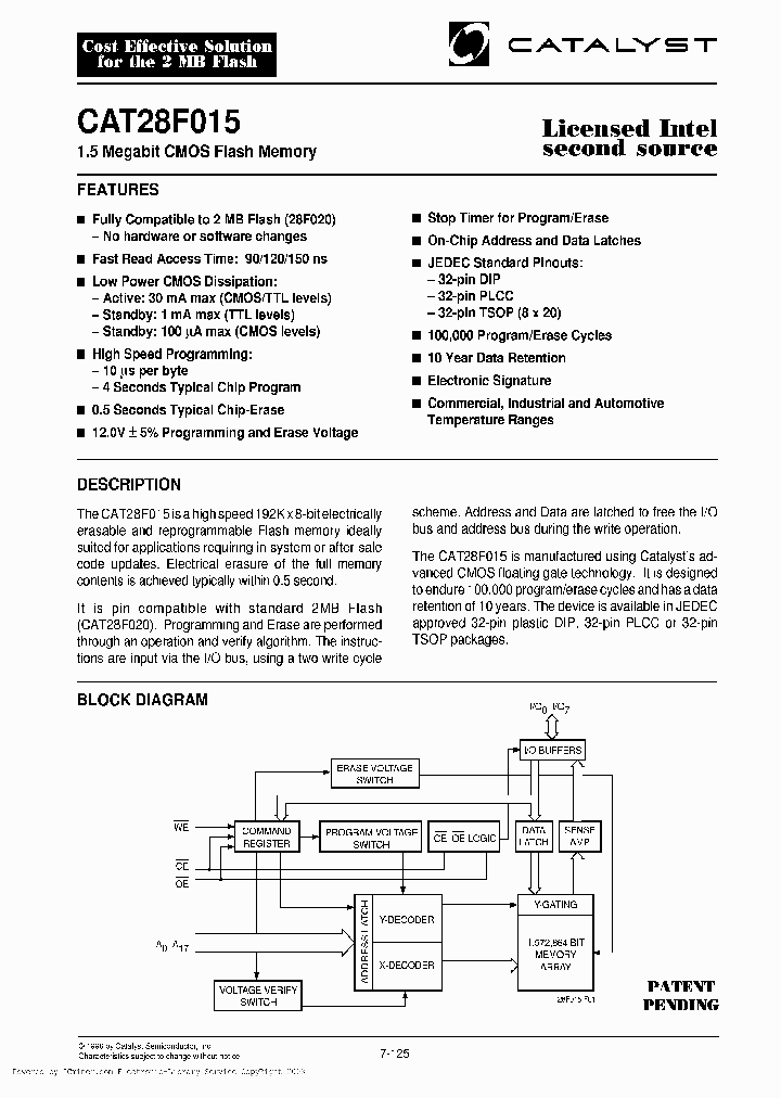 CAT28F015P-15T_1000382.PDF Datasheet