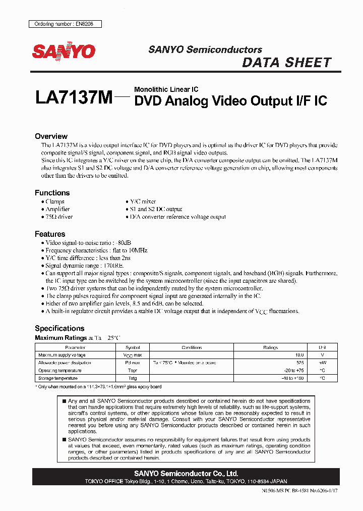 LA7137M_1651895.PDF Datasheet